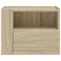 Miniatyrbillede 2 af 6: Væghængt natbord med skuffer 45 x 30 x 35 cm i ingeniørtræ farve eg DEC034288 kastanj