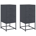 Pikkukuva 1 / 6: 2 kpl yöpöytiä kolmella laatikolla 36 x 39 x 78 cm antrasiitti terästä DEC034833 Flerfärgad