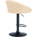 Miniatyrbillede 5 af 6: Barstol med 360° drejelig sæde, justerbar højde, creme PVC, ben i sort metal 10_0004764 Grädde