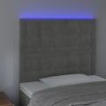 Miniatyrbillede 3 af 5: Hovedgavl til seng med LED-møbel 100 x 5 x 118/128 cm i lys grå fløjlsstof TDL0201460