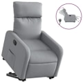 Miniatyrbillede 2 af 6: Fauteuil relax TV med elektrisk løftefunktion, meget komfortabel i lyst grå stof DEC028322 Grå
