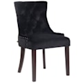 Miniatyrbillede 1 af 6: Siddende spisebordsstol i klassisk design med dekorative knapper i sort velour og ben i brun træ 10_0001928 kastanj