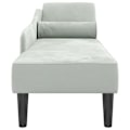 Miniatyrbild 3 av 6: Meridienne chaise longue soffa för inomhus med kuddar i ljusgrå sammet DEC026076 Grå