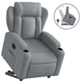 Miniatyrbillede 2 af 6: Fauteuil relax TV med behagelig polstring, elektrisk løftefunktion i lys grå stof DEC027906 Grå