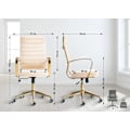 Miniatyrbild 2 av 5: Snygg design kontorsstol med ergonomiskt ryggstöd i cremefärgad konstläder, ram i guldmetall BUR10711 Grädde