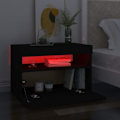 Miniatyrbillede 6 af 6: Sæt med 2 natborde med LED-lys, opbevaringsrum 60 x 35 x 40 cm, sort ingeniørtræ DEC035941 kastanj