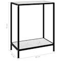 Miniatyrbillede 6 af 6: Funktionsdygtig konsolbord i stil 60 x 35 x 75 cm, hærdet glas med marmorhvidt udseende og stål DEC031708 Vit