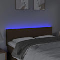 Miniatyrbillede 3 af 4: Hovedgærde til dobbeltseng med LED-møbel 144 x 5 x 78/88 mørkebrun stof
