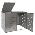 Miniatyrbillede 3 af 6: Udendørs affaldscontainerabri til skraldespande op til 2 beholdere med låg 116,5x131x80 cm i rustfrit stål 04_0005399 Guld