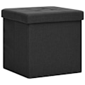 Miniatyrbillede 1 af 6: Taburet sæde opbevaringspuf 38 x 38 x 38 cm foldbar i sort stof DEC026351 Svart