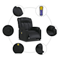 Miniatyrbillede 5 af 6: TV afslapningsstol med massagefunktion, justerbar, 6 punktmassage i sort PVC DEC027038 Svart