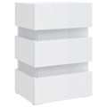 Miniatyrbillede 2 af 6: Nattelsbord med LED-lys og 3 skuffer 45 x 35 x 67 cm hvid højglans ingeniørtræ DEC034737 Vit