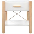 Pikkukuva 3 / 6: 2 kpl yöpöytiä laatikoilla ja hyllyllä 42 x 38 x 45 cm valkoista ja ruskeaa MDF-astiaa sekä metallia DEC034966 Vit