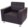 Miniatyrbild 1 av 6: Lounge-fåtölj i syntetiskt material i kaffefärg med metallben, modern design 04_0003125 Metall