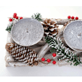Miniatyrbild 5 av 6: Julkrans för Advent förlängd juldekoration Adventsarrangemang trä 11 x 15 x 50 cm vit grå med vita ljus 04_00 Vit