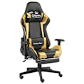 Miniatyrbillede 1 af 6: Kontorstol gaming med drejefunktion og fodskammel i guld og sort PVC DEC026024 Svart