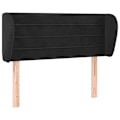 Miniatyrbillede 1 af 6: Hovedgærde til seng med sidekant 103 x 23 x 78/88 cm, sort velour, TDL0204588 Svart