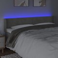 Miniatyrbillede 3 af 5: Sengegavl tilbehør seng soveværelse møbel med LED 183 x 16 x 78/88 lys grå fløjl Ljusgrått
