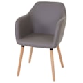 Miniatyrbillede 1 af 5: Retro design spisebordsstol til køkken i grå taupe syntetik med lyse træben 04_0002362 kastanj