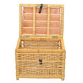Miniatyrbillede 3 af 3: Bordbordskuffe i træ, stue lavt bord i beige rattan med opbevaringsplads