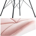 Miniatyrbild 3 av 4: Set med 2 matstolar i rosa sammetsstof med triangelsömmar och metallben, designad av Eiffel.