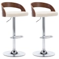 Pikkukuva 1 / 6: 2 kpl retro-design baarijakkaroita kermavärisestä PVC:stä ja kaarevasta puusta DEC029658 kastanj