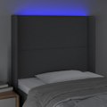Miniatyrbillede 3 af 5: Sengegavl tilbehør soveværelse møbel med LED 83 x 16 x 118/128 cm mørkegråt stof TDL0201025 Grå