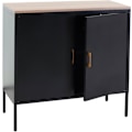 Pikkukuva 1 / 4: Coode työpöydän säilytyskaluste buffet 2 ovella metalli 90 x 90 x 40 melamiini musta MDF-pinta 2 lokeroa ovilla