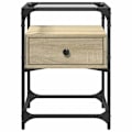 Pikkukuva 2 / 6: Yöpöytä laatikolla 40 x 40 x 55 cm engineered wood tammen värinen lasi ja teräs DEC033859 kastanj