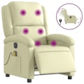 Miniatyrbillede 2 af 6: TV hvilestol med massagerfunktion, elektrisk justerbar, i ægte læder, creme DEC027143 Grädde