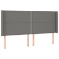 Miniatyrbillede 1 af 6: Hovedgærde til soveværelse med sidekant 183 x 16 x 118/128 cm mørkegrå stof TDL0204967 Grå