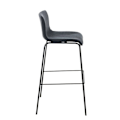 Miniatyrbillede 3 af 6: Barstol x1 moderne design stabelbar med sort stofsæde og 4 sorte metalben 10_0004957 Metall