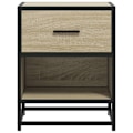 Pikkukuva 2 / 6: Yöpöytä, jossa on laatikko ja avoin lokero 40 x 31 x 50 cm yhdistelmäpuusta ja teräksestä DEC033825 kastanj