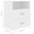 Pikkukuva 6 / 6: 2 kpl yöpöytiä, joissa on kaksi laatikkoa ja avoin osasto 50 x 32 x 60 cm, valkoinen keinopuukaluste DEC034972 Vit