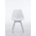 Miniatyrbillede 2 af 3: Spisestol x1 skandinavisk design i PVC og hvid plast med 4 ben i hvidt træ 10_0003310 Vit