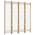 Miniatyrbild 2 av 6: Breda separationsvägg vikbar 4 paneler 160 cm bambu och cremefärgad duk DEC031189 Grädde