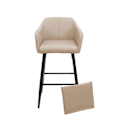 Miniatyrbillede 2 af 6: Barstol høj stol med metalfodstøtte, syntetisk taupe sæde, moderne design 04_0005293 Metall