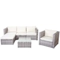 Miniatyrbillede 1 af 4: Havemøbel sæt i polyrotin til have, terrasse, balkon med stole, sofa, bord grå, puder i creme.