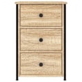Miniatyrbillede 2 af 6: Nattbord med 3 skuffer 40 x 36 x 60 cm ingeniørtræ i egetræfarve og jern DEC033848 kastanj