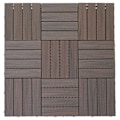 Pikkukuva 6 / 6: 11 kpl WPC-laattat, puupintainen parveke/terassi, 3D-linjainen rakenne 30 x 30 cm = 1 m² harmaa ruskea vohvelikuosi 04_0006193 kastanj