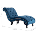 Miniatyrbillede 6 af 6: Meridienne chaise longue sofa til indendørs i blå velour med knopninger DEC026118 Blå