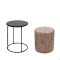 Miniatyrbillede 1 af 6: Sæt bord taburet sidebord fodskammel MDF PVC brun og sort metal 04_0007477 kastanj