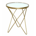 Miniatyrbild 1 av 2: Sidoffsbord - Ej specificerat - Modernt - Rörchassi i stål - Guldpläterad glasplatta - Elegant design gyllene