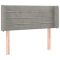 Miniatyrbillede 2 af 5: Hovedgavl til seng, soveværelse møbel med LED 83 x 16 x 78/88 cm lysegrå velour TDL0201245
