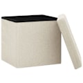 Miniatyrbillede 3 af 6: Foldbar opbevaringspuf 38 x 38 x 38 cm i hvid creme stof DEC026342 Vit