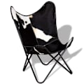 Miniatyrbillede 4 af 6: Moderne design lounge stol sort og hvid, sort kalveskind DEC026797 Vit