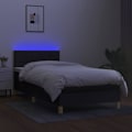 Pikkukuva 3 / 6: LED-sänkykehys, jossa on sängynpääty, patja 90x190 cm, musta kangas TDL0209056 Svart