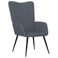 Miniatyrbild 5 av 6: Soffa lounge fåtölj i modern design med fotpall i mörkgrå sammet DEC026524 Grå