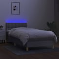 Pikkukuva 3 / 6: LED-sängyrekkid med sängram, hovedgjerd, madrass og overmadrass i lys grått stoff 100x200 cm TDL0207961 Grå
