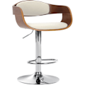 Miniatyrbild 1 av 6: Barstol x1 skandinavisk design i vit PVC med struktur i valnöt färg 10_0005043 Vit